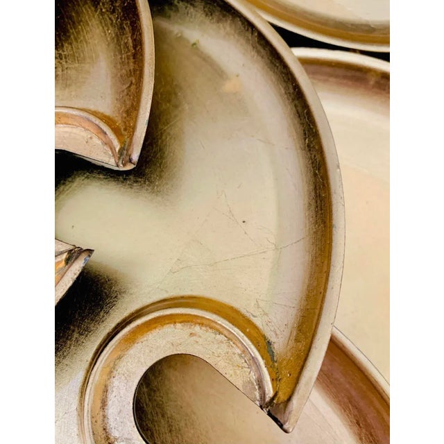 Vintage Hollywood Regency Cocktail Plates With Glass Cup Rest Holder, Gold Leaf Lacquer- Set of 12 Pieces For Sale - Image 9 of 10