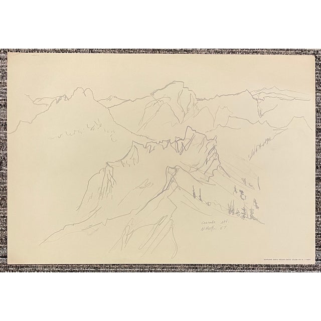 Traditional 1967 Neil Meitzler Cascade Mountains Drawing For Sale - Image 3 of 3