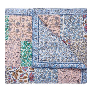 Aizel Queen Multi/Blue Patchwork Cotton Filled Quilt For Sale