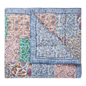 Aizel Queen Multi/Blue Patchwork Cotton Filled Quilt