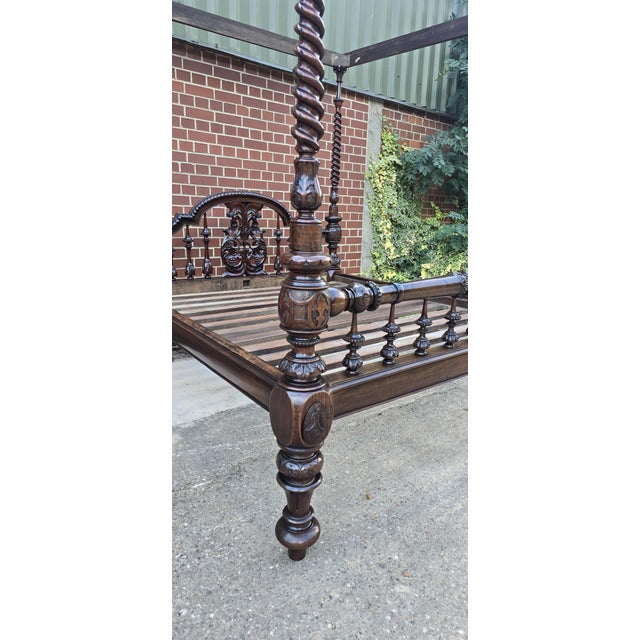 Victorian Anglo-Indian Colonial Raj King Size 4-Poster Bed, 1880s For Sale - Image 18 of 18