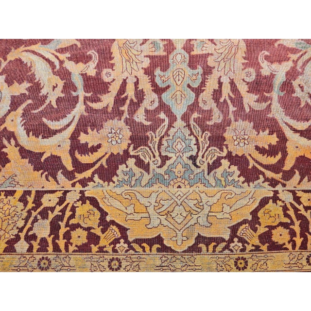 Late 19th Century 19th Century Handwoven Amritsar Rug, Handwoven Wool, Mughal Design, Burgundy & Tan, 12' X 14' For Sale - Image 5 of 18