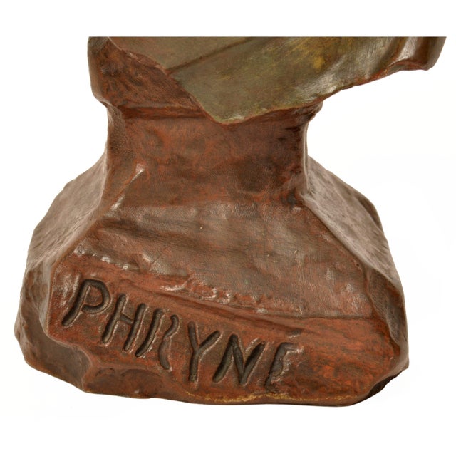 Emmanuel Villanis Antique French Art Nouveau Bronze Female Bust "Phryne" Emanuel Villanis, Circa 1900 For Sale - Image 11 of 12
