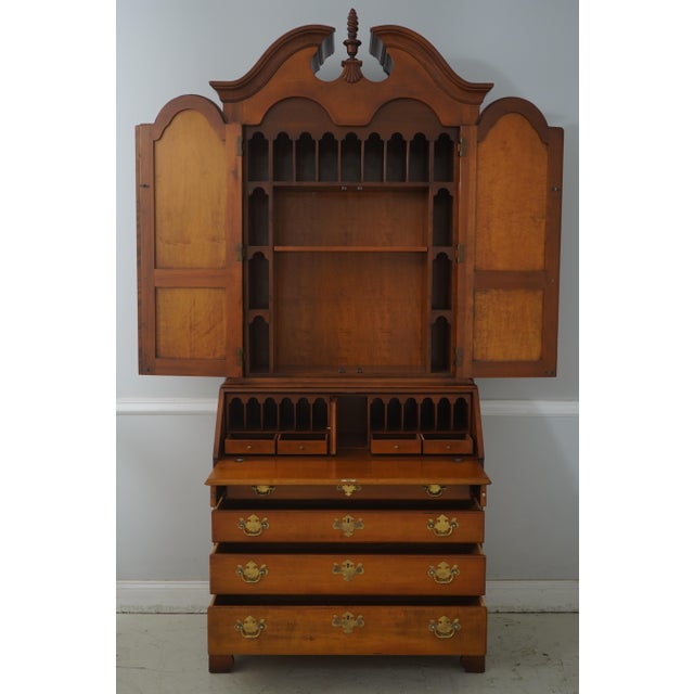 Chippendale Hickory Chair Co Tiger Maple New England Secretary Desk For Sale - Image 3 of 18