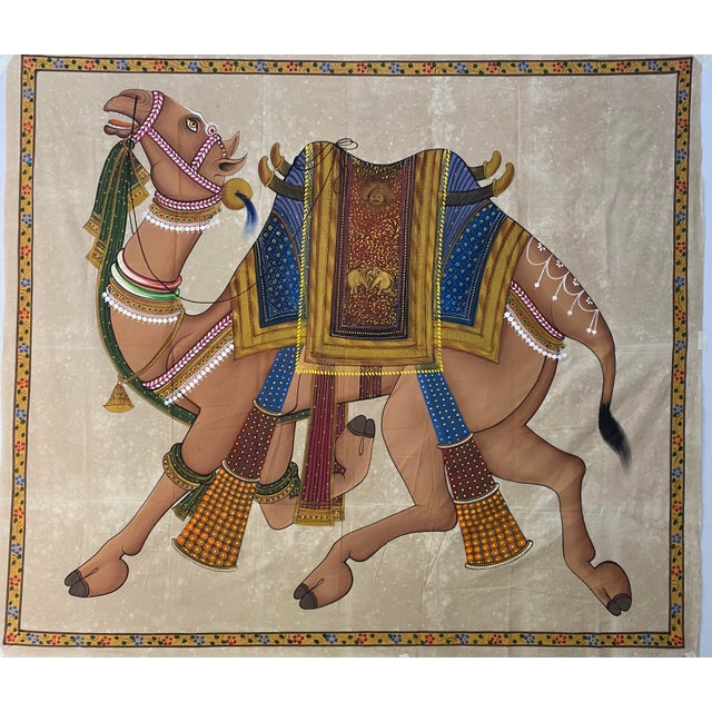 Vintage Camel Painting on Silk "60 Inches * 68 Inches " For Sale - Image 6 of 10