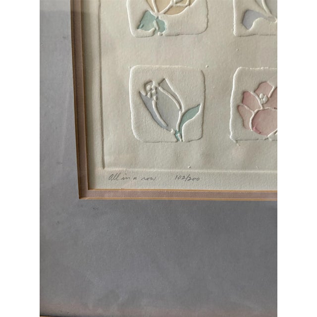 framed embossed lithograph titled "All in a Row" by artist Brooke Morrison. framed embossed lithograph titled "All in a...