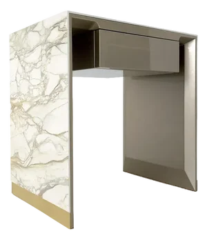 Phantom 60 Goldsnow Lacquer and Calacatta Oro High Bedside Table by Casa Casati