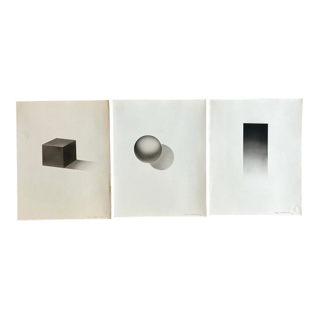 1980’s Original Gray Monochromatic Abstract Airbrush Paintings ~ Group of Three Unframed For Sale