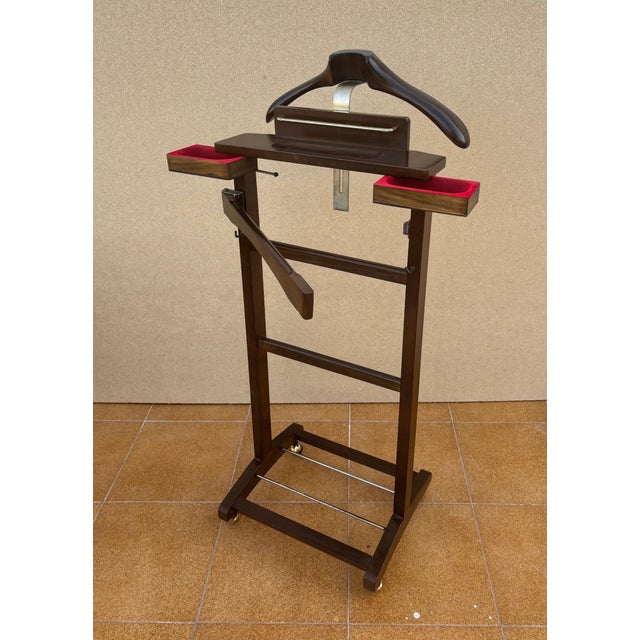 1960s Mid 20th Century Wooden Valet Stand with Hanger and Storage Trays For Sale - Image 5 of 12