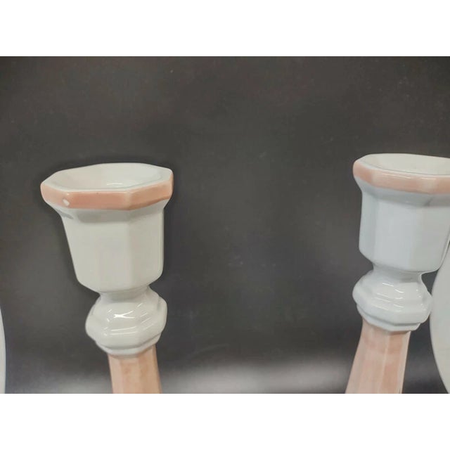 Mid-Century Modern Vintage Italy Handpainted Candlestick Holders -Set of 2 For Sale - Image 3 of 6