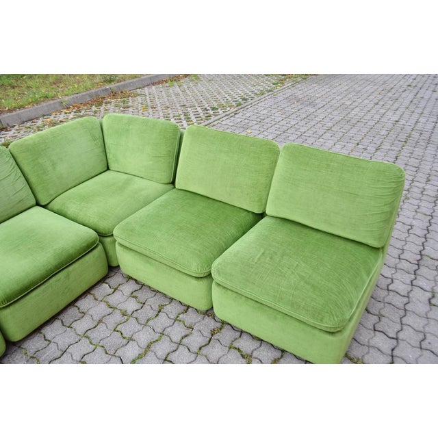 Wood Vintage Modular Lime Green Sectional Sofa from Lübke & Rolf, 1970s, Set of 6 For Sale - Image 7 of 18