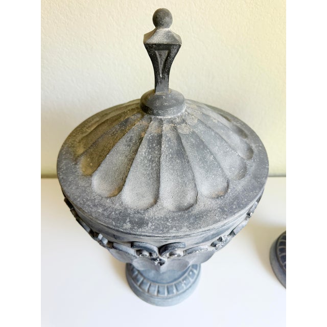 Neoclassic Adams Style English Garden Urns, a Pair, Late 19th Century For Sale In Sacramento - Image 6 of 15