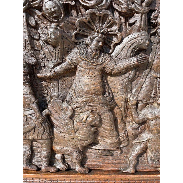 Bas Relief in Carved Oak, 1500s For Sale - Image 6 of 13