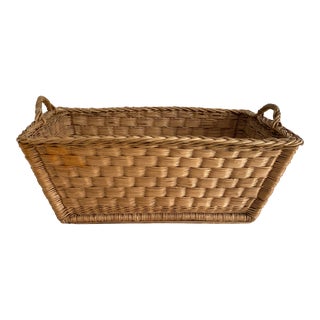 1950s French Wicker Market Basket For Sale