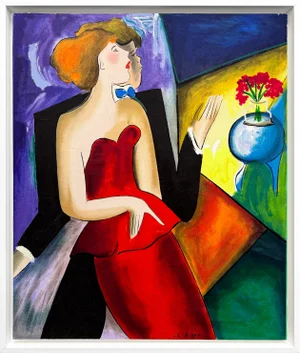 Linda Le Kinff, Renee Et Alain (Framed Hand Embellished Canvas)