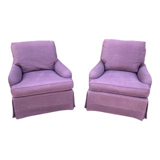 1970s Isenhour Swivel Skirted Chairs - a Pair For Sale