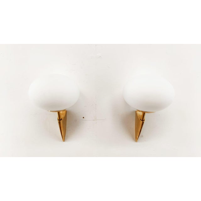 Gold Brass Wall Light with Oval Glass Details For Sale - Image 8 of 12