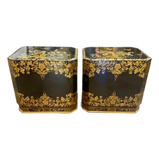 Pair of English Painted Trunk Side Tables For Sale