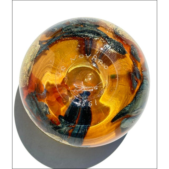 1980s 1988 Jean-Claude Novaro Studio Art Glass Dichroic Paperweight Vase For Sale - Image 5 of 7