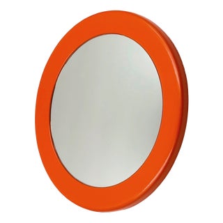 Round Space Age Wall Mirror in Orange, France, 1970s For Sale
