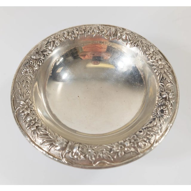 We are selling this nice antique S. Kirk & Son sterling silver footed bowl. This small tazza or compote has nice Chinese...