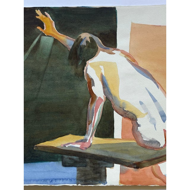 Salmon Original Double Sided Watercolor Painting of a Female Nude by Jon Hall For Sale - Image 8 of 8