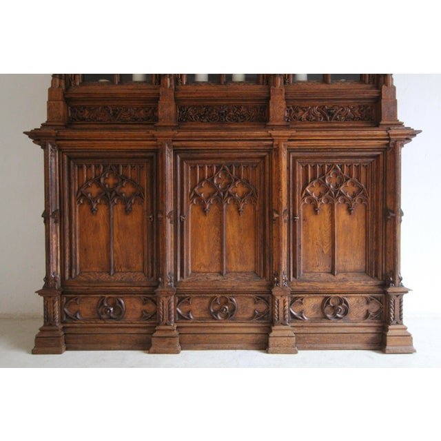 Large Gothic Revival German Carved Oak Cabinet, 1883 For Sale - Image 12 of 18