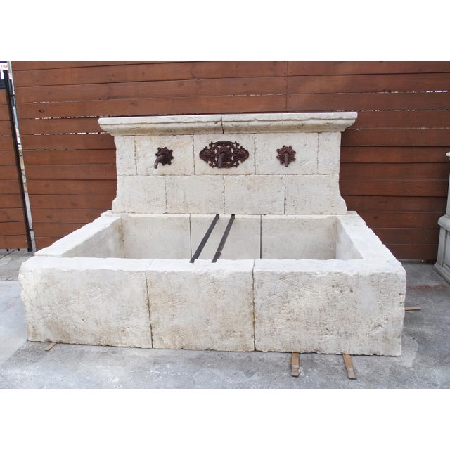 Large Sault Triple Spout Limestone Wall Fountain From Provence, France For Sale - Image 16 of 18
