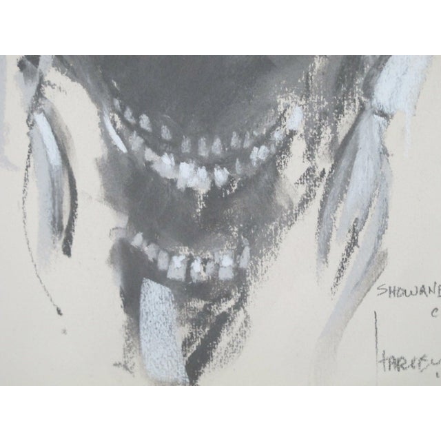 Late 20th Century Harley Brown Framed Charcoal Showanegshig Chippewa Native Portrait For Sale - Image 5 of 6