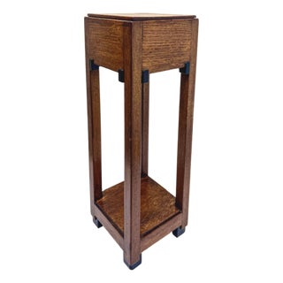 Art Deco Pedestal in Oak, 1920s For Sale