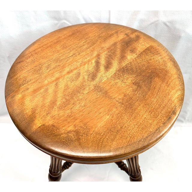 Antique Tonk Victorian Adjustable Piano Stool With Glass Ball Claw Feet For Sale - Image 4 of 11