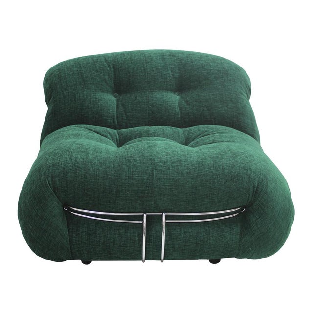 Pair of "soriana" armchairs designed by tobia scarpa and edited by cassina. Structure in chromed steel. Afra (1937-2011)...