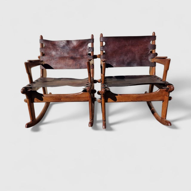 Angel I. Pazmino Rocking Chairs attributed to Angel I. Pazmiño for Muebles De Estilo, 1960s, Set of 2 For Sale - Image 4 of 8