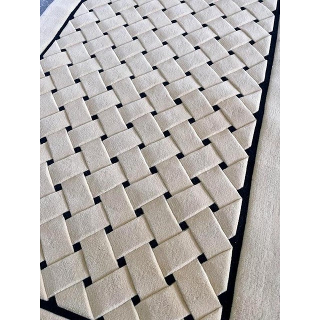 Hand-Tufted Interwoven Rug from Tisca, France, 1990s For Sale - Image 4 of 8