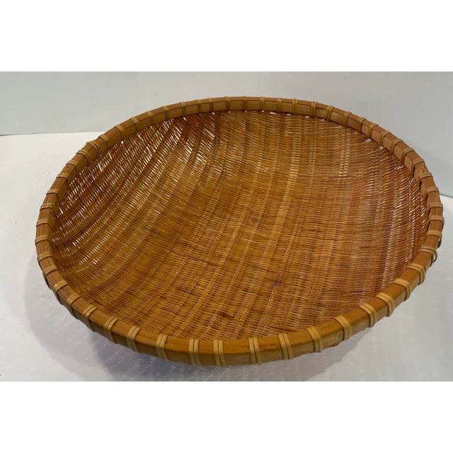 Brown Vintage Woven Winnowing Basket For Sale - Image 8 of 8