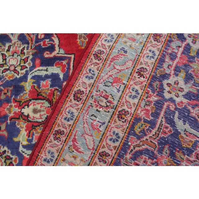Textile Vintage Red Blue 9'11" X 15'1" Hand-Knotted Wool Area Rug - Traditional Medallion For Sale - Image 7 of 8