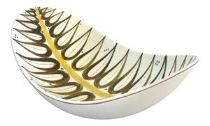 1950s Stig Lindberg for Gustavsberg Freeform Ceramic Leaf Pattern Bowl