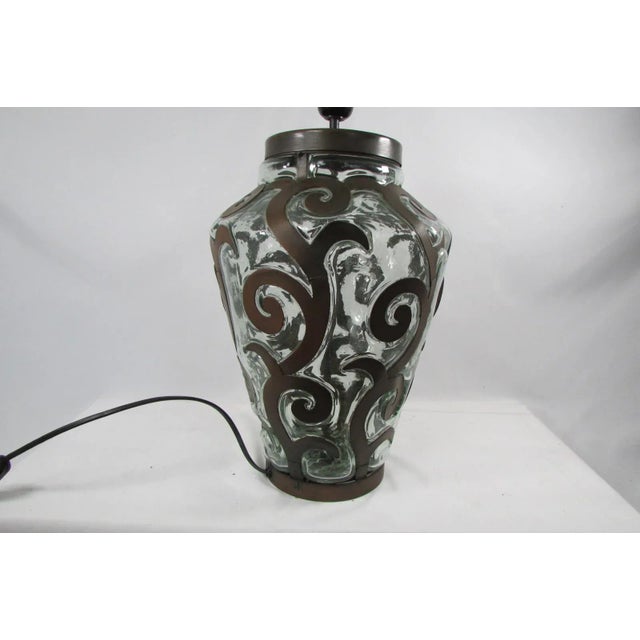 Table Lamp in Wrought Iron and Blown Glass, 1980s For Sale - Image 11 of 12