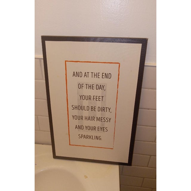 Contemporary Reversible Mixed-Media Text Print & Hand-Drawn Geometric Canvas Wall Art - 12" X 18" For Sale - Image 3 of 9