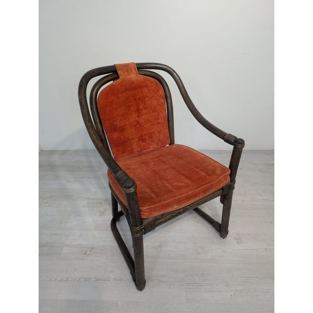 Vintage Upholstered Rattan Armchair For Sale - Image 18 of 18