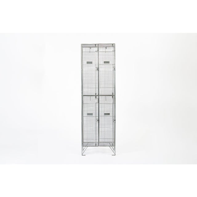 Pair British Industrial Metal Wire Mesh Locker Sets, Made in the Uk For Sale - Image 10 of 12