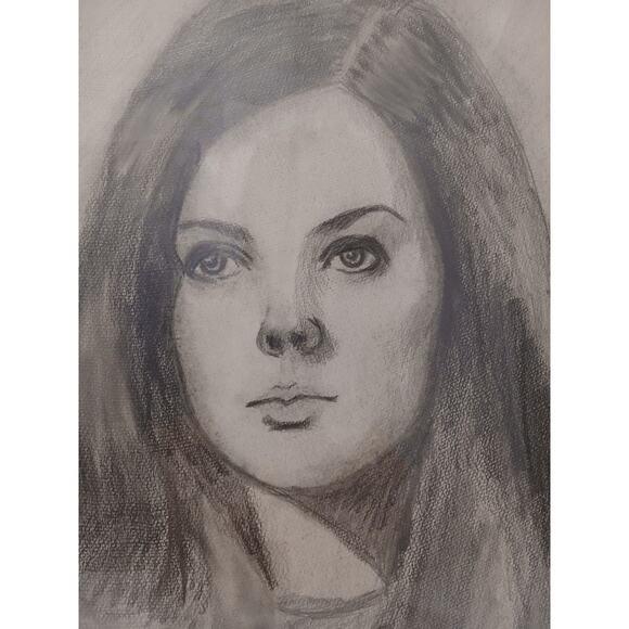 American 1950s Beautiful Lady Portrait Pencil Drawn Original Drawing Art Glass Framed For Sale - Image 3 of 11