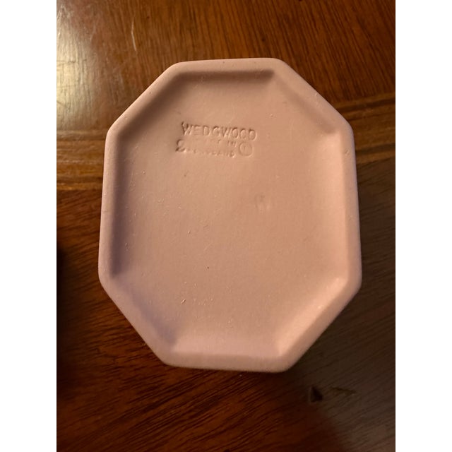 Ceramic Vintage Wedgwood Pink Jasperware Octagonal Trinket Pill Box With Cupid Motif 2" For Sale - Image 7 of 7