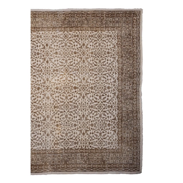 Textile Vintage Floral Oversize Turkish Oushak Rug- 6'9'' X 9'12'' For Sale - Image 7 of 12