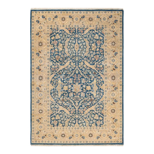 Vintage Traditional Hand Knotted Wool Area Rug, Royal Blue - 6'2" X 8'10" For Sale - Image 9 of 9