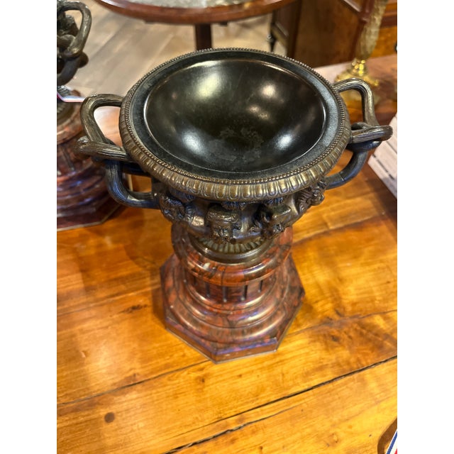 19th Century 19th Century Pair of Italian Bronze Grand Tour Urns For Sale - Image 5 of 7