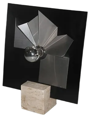 Marble, Acrylic Glass &amp; Steel Table Lamp, 1970s