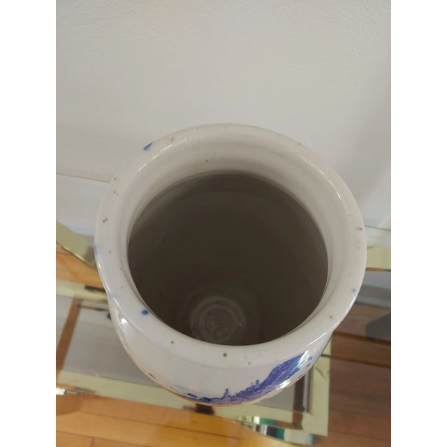 Late 20th Century Modern Artisan Signed Pottery Abstract Splatter Stoneware Vase For Sale - Image 4 of 6