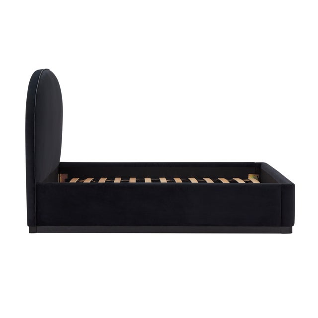 Boho Chic Marlow Performance Velvet Queen Bed, Black For Sale - Image 3 of 11