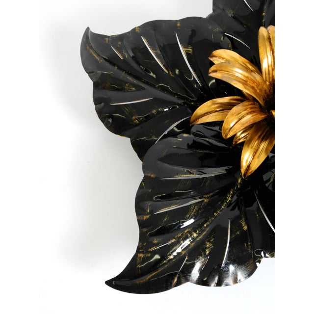 Large Black and Gilt Metal Floral 5-Arm Ceiling Lamp by Hans Kögl, 1980s For Sale - Image 11 of 18